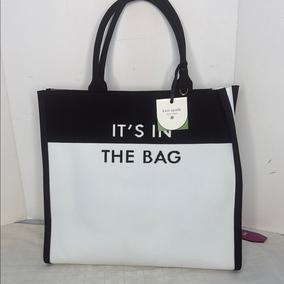 Kate Spade knit color block Black and White Tote Bag NWT - Picture 6 of 14